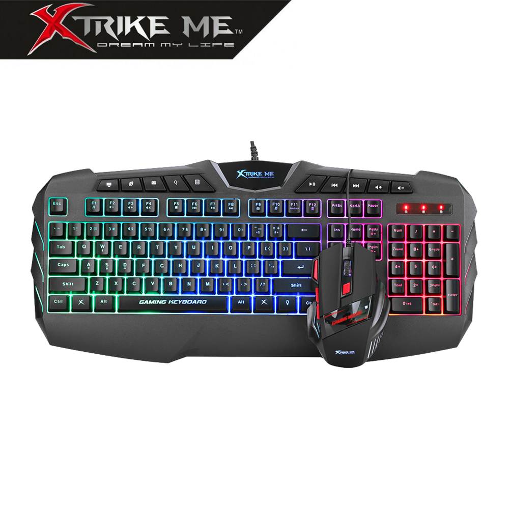 Xtrike Me Gaming Combo 2 en 1 con Luz LED Teclado en Español / Rarón para PC MK-880