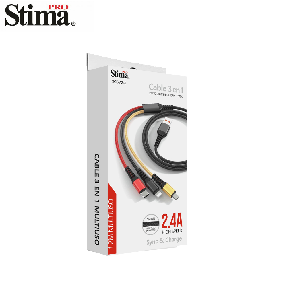 Cable 3  en 1 (Type-C / Lightning / Micro USB) 2.4A  SCB-A240