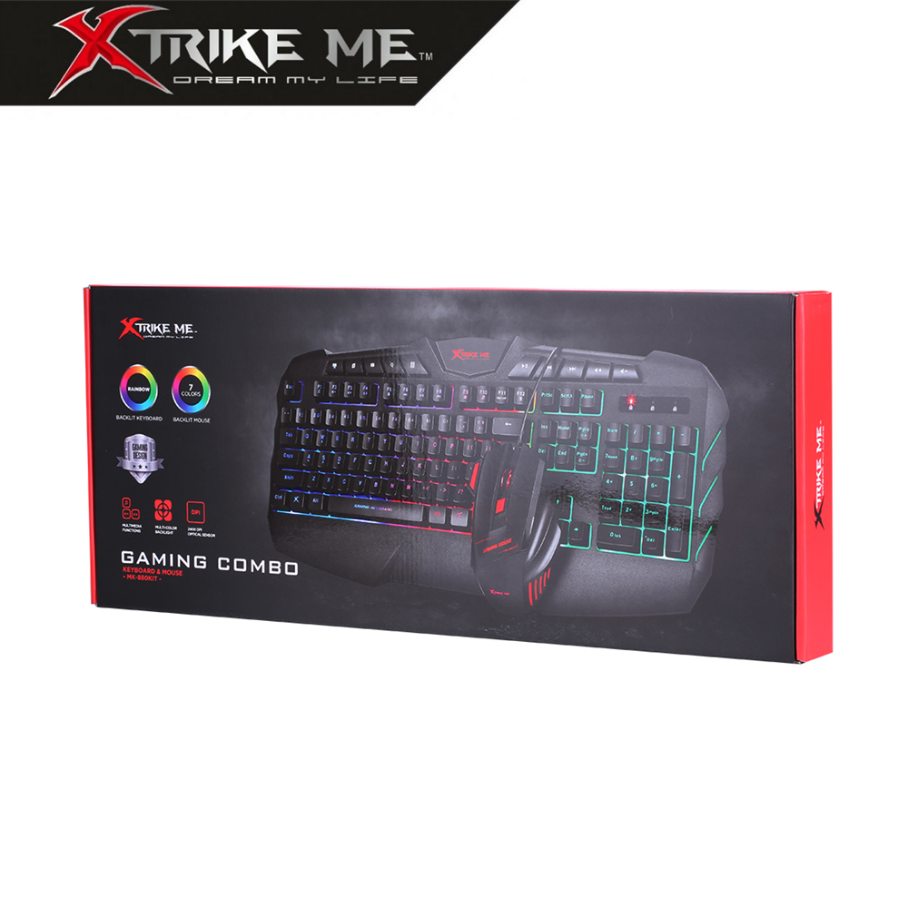 Xtrike Me Gaming Combo 2 en 1 con Luz LED Teclado en Español / Rarón para PC MK-880