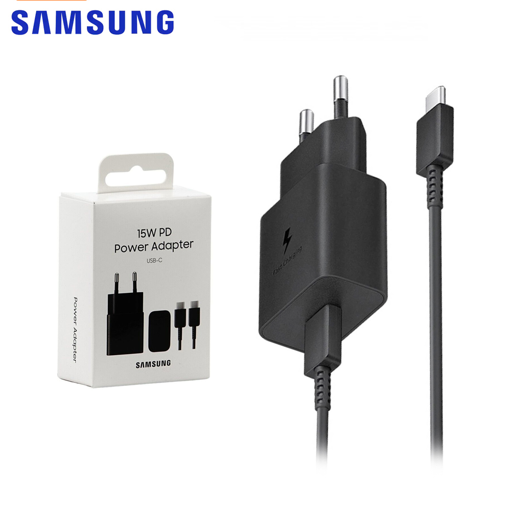 CARGADOR SAMSUNG 15W, EP-T1510XB + CABLE USB-C NEGRO